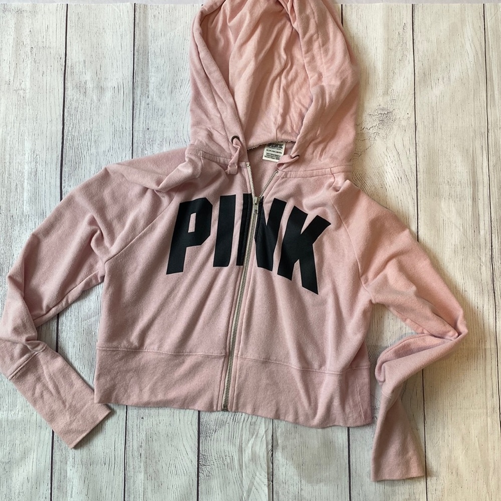 Pink Victoria secret cropped zip up